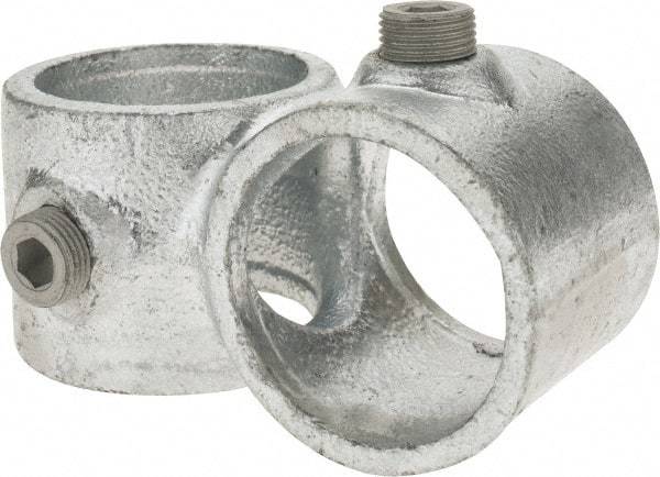 Kee - 1-1/2" Pipe, Crossover, Malleable Iron Cross Pipe Rail Fitting - Galvanized Finish - Makers Industrial Supply