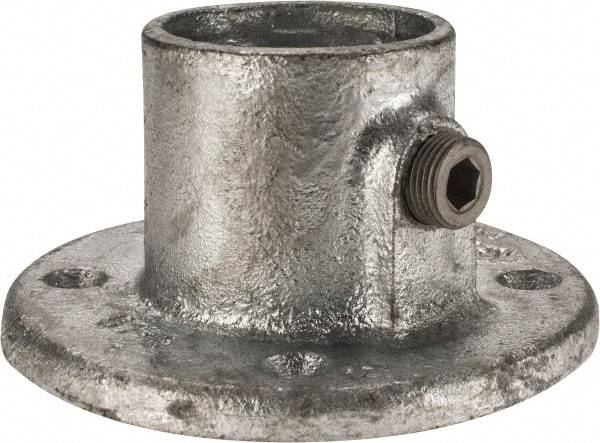 Kee - 1-1/2" Pipe, Medium Flange, Malleable Iron Flange Pipe Rail Fitting - Galvanized Finish - Makers Industrial Supply