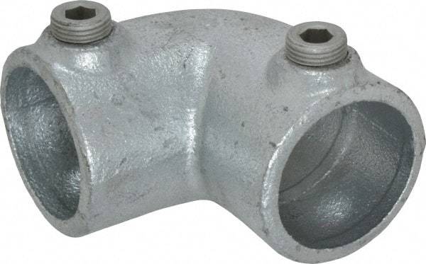 Kee - 1-1/4" Pipe, 90° Elbow, Malleable Iron Elbow Pipe Rail Fitting - Galvanized Finish - Makers Industrial Supply