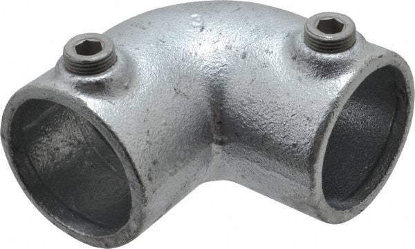 Kee - 1-1/2" Pipe, 90° Elbow, Malleable Iron Elbow Pipe Rail Fitting - Galvanized Finish - Makers Industrial Supply