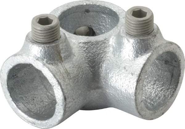 Kee - 3/4" Pipe, Side Outlet Tee, Malleable Iron Tee Pipe Rail Fitting - Galvanized Finish - Makers Industrial Supply