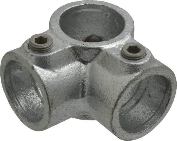 Kee - 1" Pipe, Side Outlet Tee, Malleable Iron Tee Pipe Rail Fitting - Galvanized Finish - Makers Industrial Supply