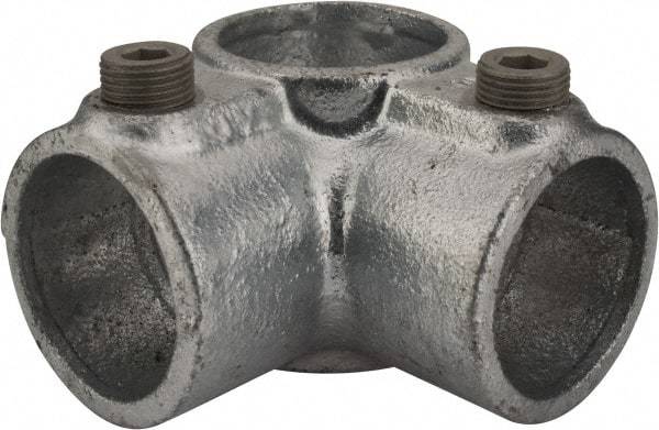 Kee - 1-1/4" Pipe, Side Outlet Tee, Malleable Iron Tee Pipe Rail Fitting - Galvanized Finish - Makers Industrial Supply