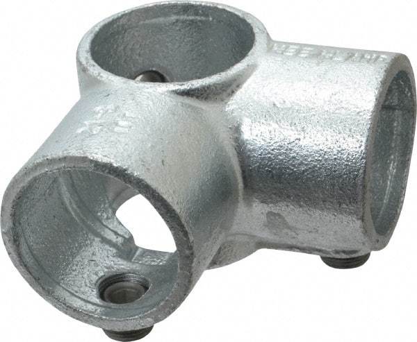 Kee - 1-1/2" Pipe, Side Outlet Tee, Malleable Iron Tee Pipe Rail Fitting - Galvanized Finish - Makers Industrial Supply