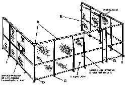 Folding Guard - 5' Wide x 8' High, Temporary Structure Woven Wire Panel - 10 Gauge Wire, 1-1/2 Inches x 16 Gauge Channel Frame, Includes Hardware, Top Capping and Floor Socket - Makers Industrial Supply