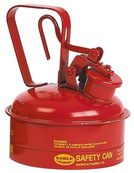 Eagle - 2 Qt Galvanized Steel Type I Safety Can - 8-3/4" High x 6-3/4" Diam, Red with Yellow - Makers Industrial Supply