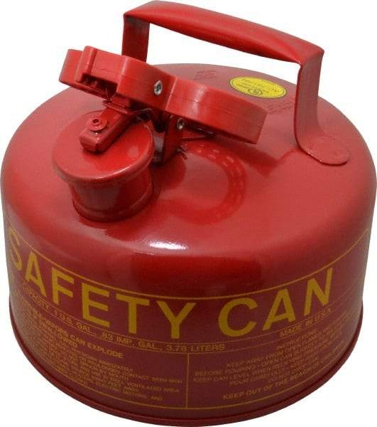 Eagle - 1 Gal Galvanized Steel Type I Safety Can - 10" High x 9" Diam, Red with Yellow - Makers Industrial Supply