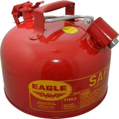 Eagle - 2 Gal Galvanized Steel Type II Safety Can - 9-1/2" High x 11-1/4" Diam, Red with Yellow - Makers Industrial Supply