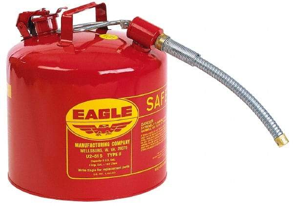 Eagle - 5 Gal Galvanized Steel Type II Safety Can - 13-1/2" High x 12-1/2" Diam, Red with Yellow - Makers Industrial Supply