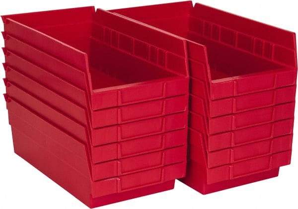 Akro-Mils - 11-5/8" Deep, Red Hopper Shelf Bin - 4" High x 6-5/8" Wide x 11-5/8" Long - Makers Industrial Supply