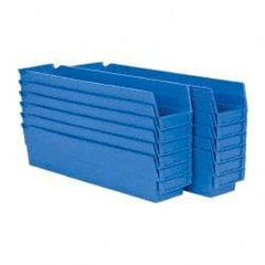 Akro-Mils - 17-7/8" Deep, Blue Hopper Shelf Bin - 4" High x 4-1/8" Wide x 17-7/8" Long - Makers Industrial Supply