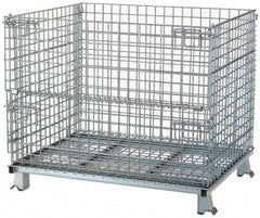 Nashville Wire - 40" Long x 32" Wide x 34-1/2" High Steel Basket-Style Bulk Folding Wire Stackable Container - 4,000 Lb. Load Capacity - Makers Industrial Supply