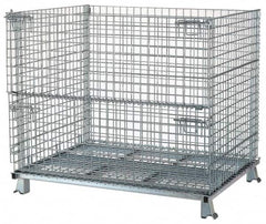 Nashville Wire - 48" Long x 40" Wide x 36" High Steel Basket-Style Bulk Folding Wire Stackable Container - 4,000 Lb. Load Capacity - Makers Industrial Supply