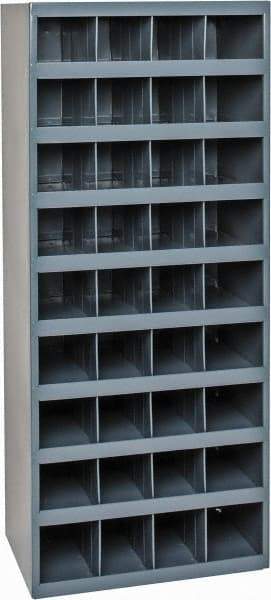 Durham - 36 Bin Bin Shelving Unit with Openings - 17-7/8 Inch Overall Width x 12 Inch Overall Depth x 42 Inch Overall Height, Gray Steel Bins - Makers Industrial Supply