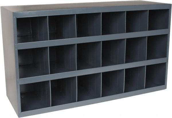 Durham - 18 Bin Bin Shelving Unit with Openings - 33-3/4 Inch Overall Width x 12 Inch Overall Depth x 19-1/4 Inch Overall Height, Gray Steel Bins - Makers Industrial Supply