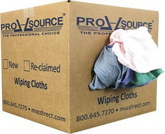 PRO-SOURCE - Reclaimed Poly/Cotton T-Shirt Rags - Assorted Colors, Poly/Cotton, Low Lint, 10 Lbs. at 4 to 6 per Pound, Box - Makers Industrial Supply