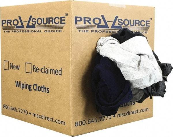 PRO-SOURCE - Reclaimed Poly/Cotton T-Shirt Rags - Assorted Colors, Polo, Low Lint, 5 Lbs. at 3 to 4 per Pound, Box - Makers Industrial Supply