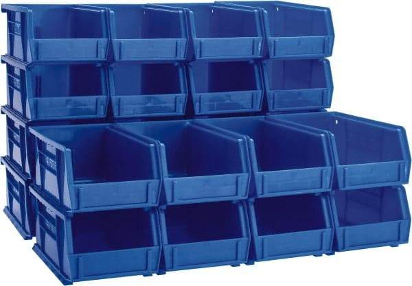 Akro-Mils - 10 Lb. Load Capacity, 7-3/8" Deep, Blue Polymer Hopper Stacking Bin - 3" High x 4-1/8" Wide x 7-3/8" Long - Makers Industrial Supply