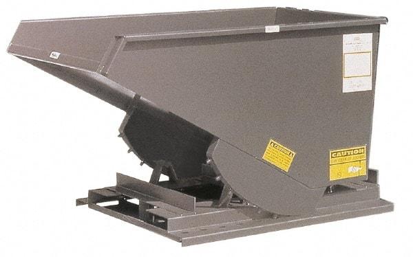 Made in USA - 4,000 Lb Load Capacity, 1-1/2 Cu Yd, Steel Self-Dumping Hopper - 57-1/2" Wide x 68" Long x 38" High, Gray - Makers Industrial Supply