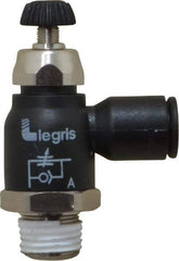 Legris - 8mm Tube OD x 1/4 Male BSPT Compact Meter Out Flow Control Valve - 14.5 to 145 psi, Nylon - Makers Industrial Supply