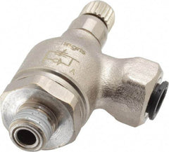 Legris - 1/4" Tube OD x 1/8" NPT Metal Flow Control Regulator - 0 to 145 psi & Treated Brass Material - Makers Industrial Supply