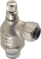 Legris - 1/4" Tube OD x 1/4" NPT Metal Flow Control Regulator - 0 to 145 psi & Treated Brass Material - Makers Industrial Supply