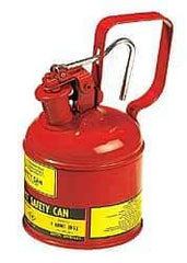 Justrite - 1 Qt Steel Type I Safety Can - 8-1/4" High x 4-3/8" Diam, Red - Makers Industrial Supply