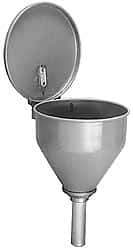 Justrite - 10" High x 10-3/4" Diam, Galvanized Steel, Self Closing Drum Funnel with Flame Arrester - 32" Arrester/Tube Length, 30 to 50 Gal Drum/Pail Capacity - Makers Industrial Supply