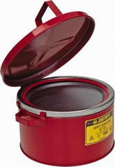 Justrite - 2 Gallon Capacity, Coated Steel, Red Bench Can - 5-7/8 Inch High x 11-1/2 Inch Diameter, 9-3/4 Inch Dasher Diameter - Makers Industrial Supply