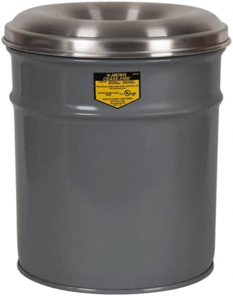 Justrite - 15 Gallon Complete Unit Fire Resistant Steel Drum and Head - 14-1/2 Inch Outside Diameter, 5-1/4 Inch Opening Diameter, 25-3/4 Inch High, FM and UL Standards - Makers Industrial Supply