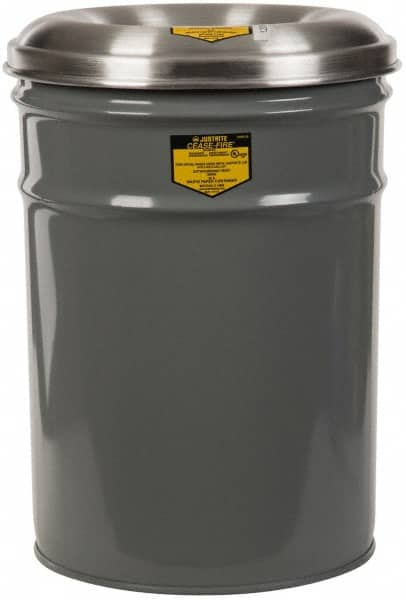 Justrite - 6 Gallon Complete Unit Fire Resistant Steel Drum and Aluminum Head - 12-1/8 Inch Outside Diameter, 5 Inch Opening Diameter, 16-3/4 Inch High, FM and UL Standards - Makers Industrial Supply