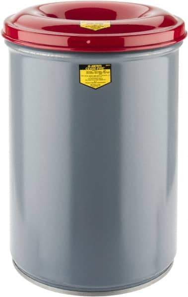 Justrite - 12 Gallon Complete Unit Fire Resistant Steel Drum and Head - 14-1/2 Inch Outside Diameter, 5-1/4 Inch Opening Diameter, 21 Inch High, FM and UL Standards - Makers Industrial Supply