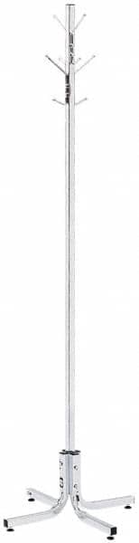 Safco - 4 Hooks, 21-1/2" Long x 21-1/2" Deep, Steel Floor Costumer - 69" High - Makers Industrial Supply