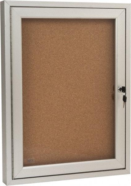 Ghent - 18" Wide x 24" High Enclosed Cork Bulletin Board - Tan - Makers Industrial Supply