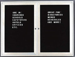 Ghent - 2 Door, 48 Inch Wide x 36 Inch High, Acrylic Enclosed Letter Board - Black - Makers Industrial Supply