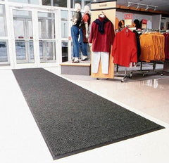 Notrax - 5 Ft. Long x 3 Ft. Wide, Blended Yarn Surface, Ribbed Entrance Matting - 3/8 Inch Thick, Indoor, Heavy Traffic, Vinyl, Charcoal, 4 Edged Side, Series 117 - Makers Industrial Supply