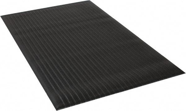 Wearwell - 5' Long x 3' Wide, Dry Environment, Anti-Fatigue Matting - Black, Vinyl with Vinyl Sponge Base, Rounded on 4 Sides - Makers Industrial Supply