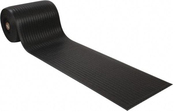 Wearwell - 60' Long x 2' Wide, Dry Environment, Anti-Fatigue Matting - Black, Vinyl with Vinyl Sponge Base, Rounded on 4 Sides - Makers Industrial Supply