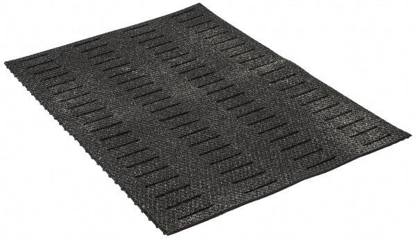 Wearwell - 3' Long x 2' Wide, Dry/Wet Environment, Anti-Fatigue Matting - Black, Vinyl with Vinyl Base, Beveled on 4 Sides - Makers Industrial Supply