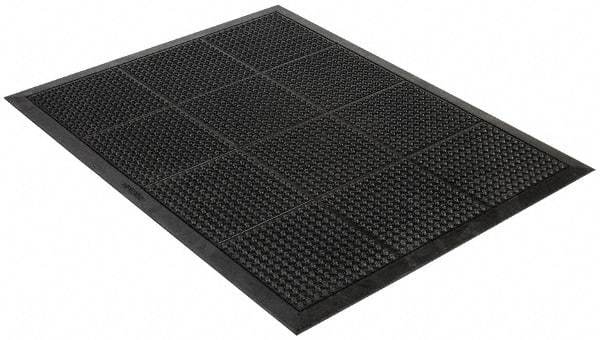 Wearwell - 4' Long x 3' Wide, Dry Environment, Anti-Fatigue Matting - Black, Natural Rubber with Rubber Base, Beveled on 4 Sides - Makers Industrial Supply