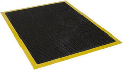 Wearwell - 4' Long x 3' Wide, Dry Environment, Anti-Fatigue Matting - Black with Yellow Borders, Natural Rubber with Rubber Base, Beveled on 4 Sides - Makers Industrial Supply