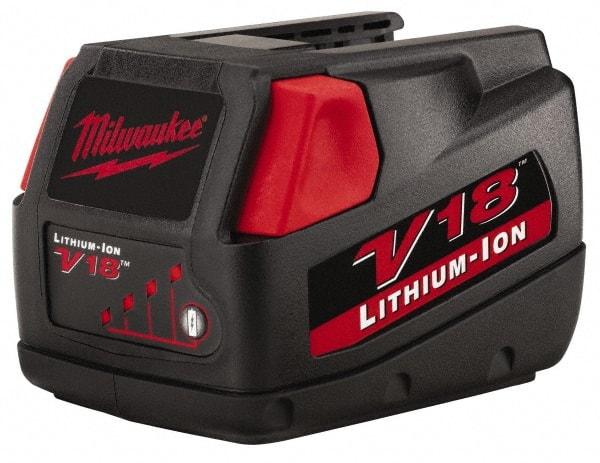 Milwaukee Tool - 18 Volt Lithium-Ion Power Tool Battery - 3 Ahr Capacity, 1 hr Charge Time, Series V18 - Makers Industrial Supply