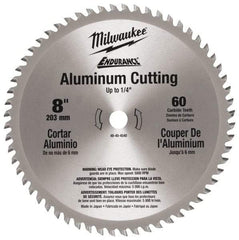 Milwaukee Tool - 8" Diam, 5/8" Arbor Hole Diam, 60 Tooth Wet & Dry Cut Saw Blade - Carbide-Tipped, Burr-Free & Smooth Action, Standard Round Arbor - Makers Industrial Supply