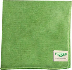 Unger - Flat Fold Microfiber Wipes - 16" x 15" Sheet Size, Green - Makers Industrial Supply