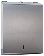 Made in USA - Manual, Stainless Steel Paper Towel Dispenser - 14-1/2" High x 11" Wide x 4" Deep, 2 Sleeves, Silver - Makers Industrial Supply