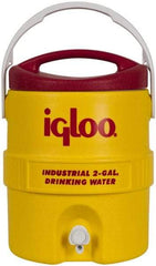 Igloo - 2 Gal Beverage Cooler - Plastic, Yellow/Red - Makers Industrial Supply