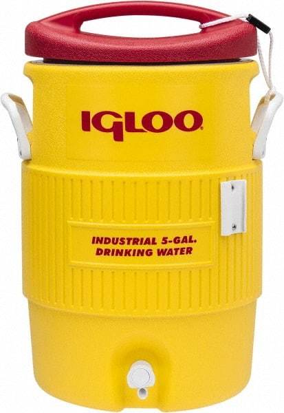 Igloo - 5 Gal Beverage Cooler - Plastic, Yellow/Red - Makers Industrial Supply