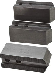 H & R Manufacturing - 1.5mm x 60° Serrated Attachment, Square Soft Lathe Chuck Jaw - 3 Jaws, Steel, 1.181" Btw Mount Hole Ctrs, 5" Long x 1-3/4" Wide x 2" High, 0.63" Groove, 12mm Fastener - Makers Industrial Supply