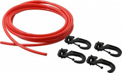 Polyflex - 10' Long x 1/4" Diam, Red Tie Down Rope Kit - With 4 Hooks - Makers Industrial Supply