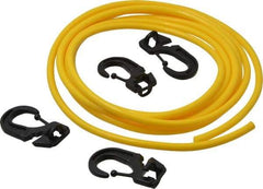 Polyflex - 10' Long x 1/4" Diam, Yellow Tie Down Rope Kit - With 4 Hooks - Makers Industrial Supply